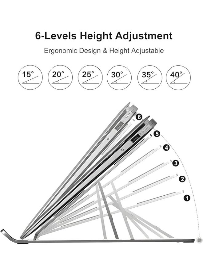 SkyTouch Laptop Desk Stand, Foldable Portable Laptop Stand made of ABS + Silicone, Notebook Stand with Well-Ventilated Cooling for MacBook Pro Air, Lenovo, Dell, HP, Laptops and Tablets - Image 5